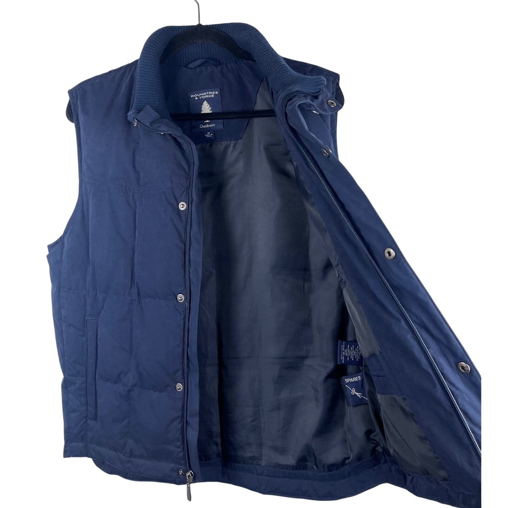 Roundtree & Yorke Outdoors Navy Puffer Vest Men's Medium Quilted Snap Zip - Picture 10 of 13